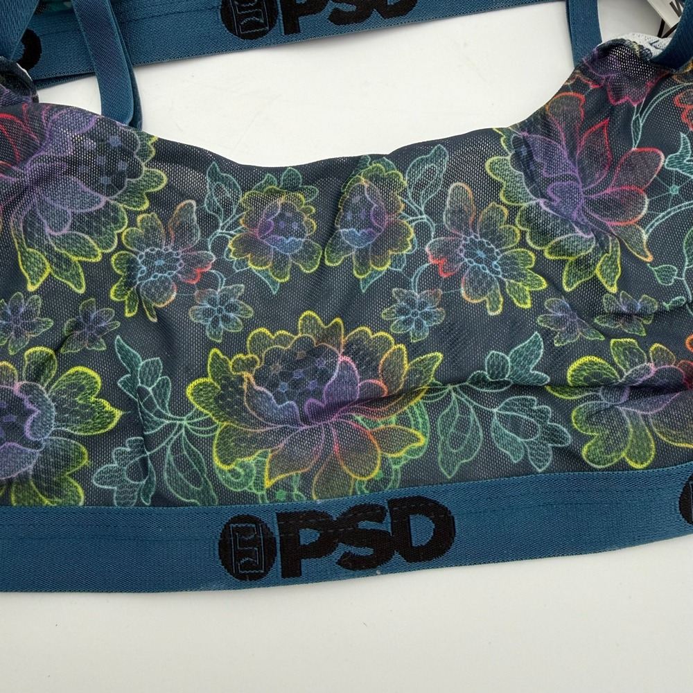 PSD Women's Medium Floral Butterfly Leopard Print Bralette 2-Pack NWT